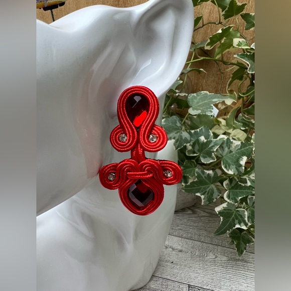 Sultry Red Evening Earrings - Elegant Stylish Earrings - Stylish Earrings - Picture 3 of 9